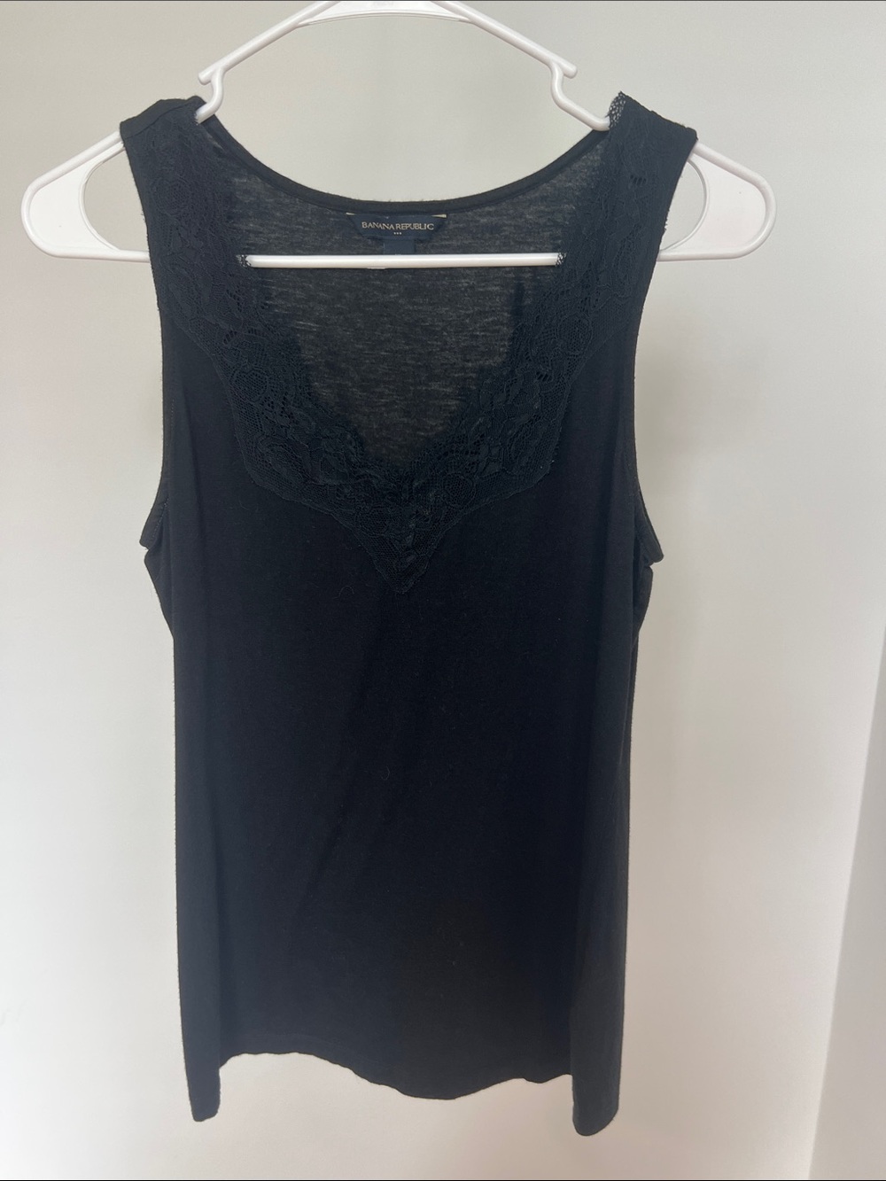 Banana Republic Black Lace-Trim V-Neck Tank